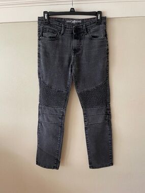 XRAY Jeans Boys Dark Gray Moto Biker Distressed Stretch Slim Jeans l Kid Size 10